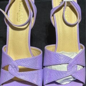 KAYLEEN By Los Angeles Lilac Textured Strappy Block Heels